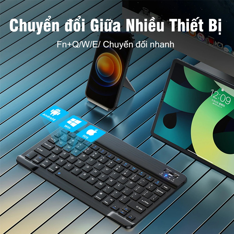 Bàn Phím Bluetooth Mini Không Dây Kèm Chuột Bàn Phím Kết Nối Điện Thoại Cho Điện Thoại Ipad Máy Tính Laptop