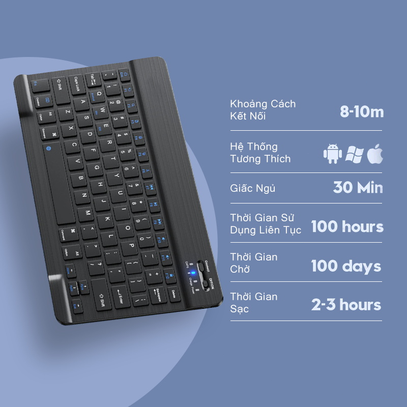 Bàn Phím Bluetooth Mini Không Dây Kèm Chuột Bàn Phím Kết Nối Điện Thoại Cho Điện Thoại Ipad Máy Tính Laptop