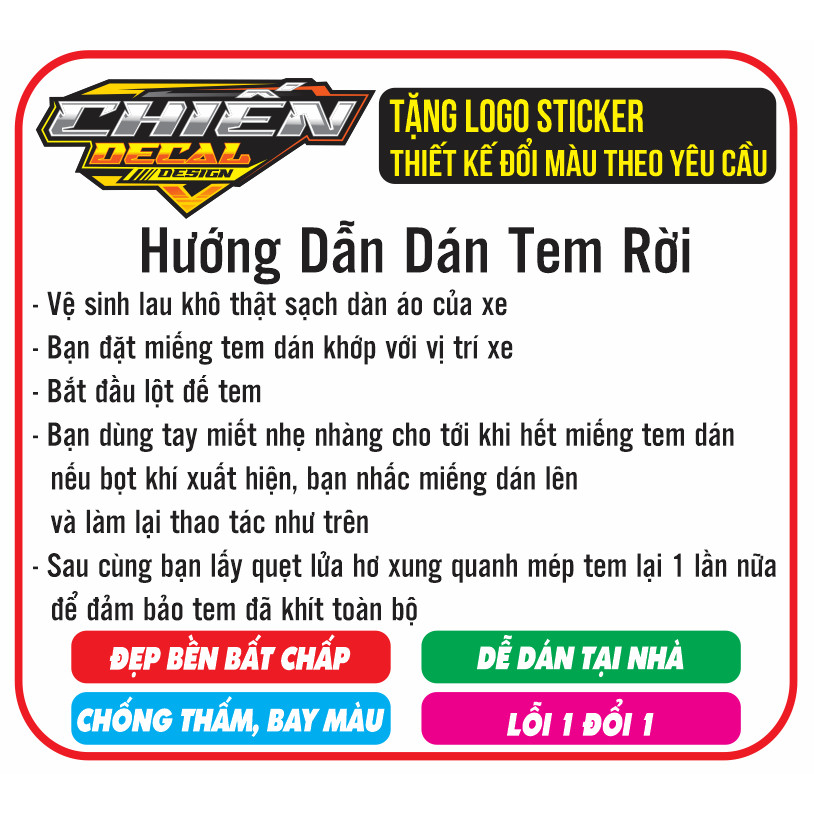 Tem rời ex150 mx king chế như zin trắng đen