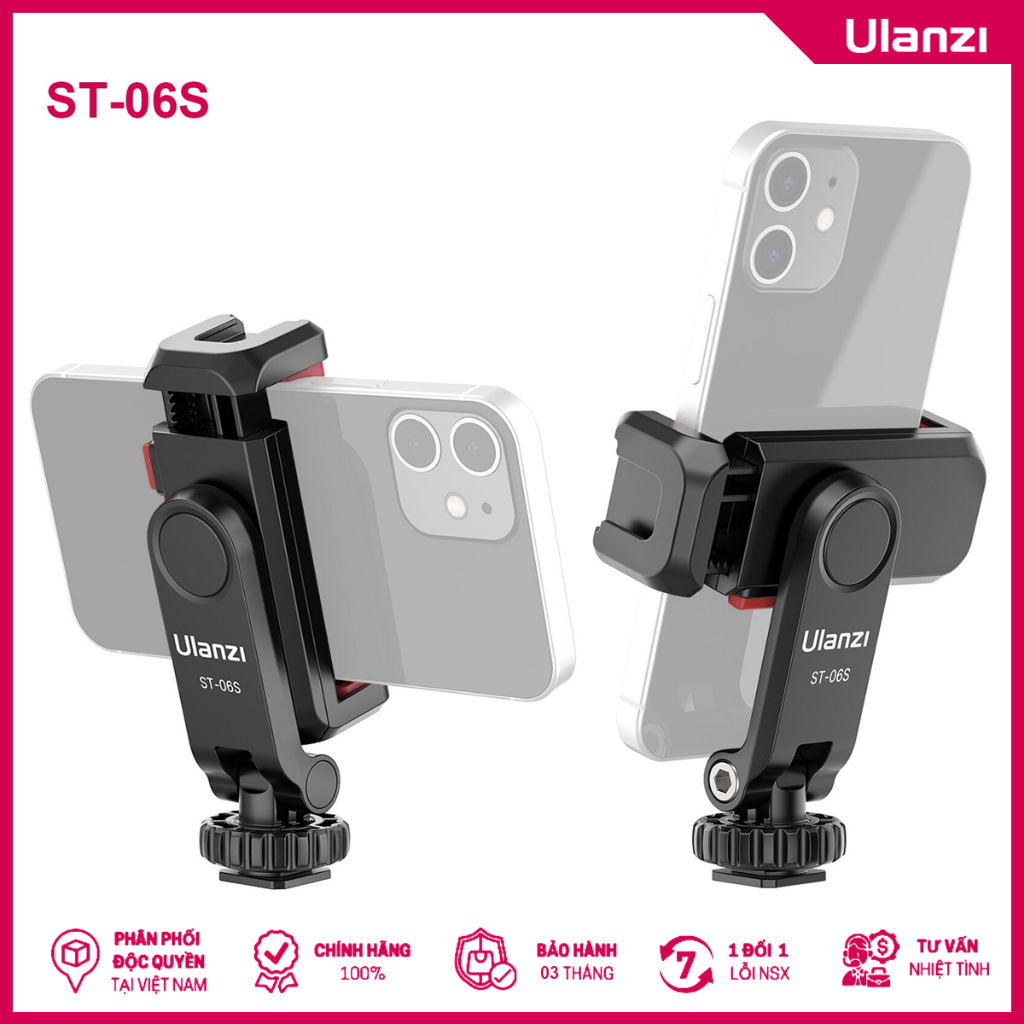 ULANZI ST-06S - Ngàm Kẹp Điện Thoại Gắn Lên Tripod / Máy Ảnh,...