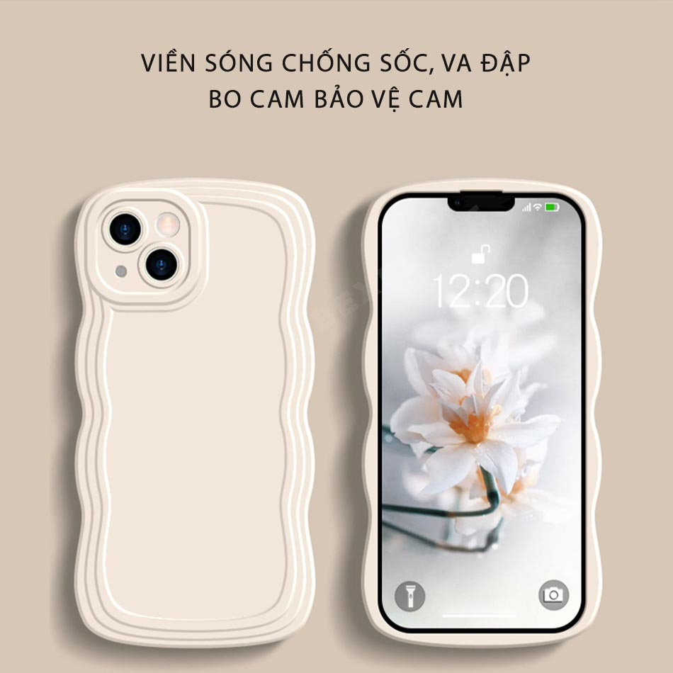 Ốp Viền Sóng Thời Trang Sang Chảnh Bảo Vệ Cam Chống Sốc Cho iphone 6 6s 7 8 x xsmax 11 12 13 14 15 pro max sm196