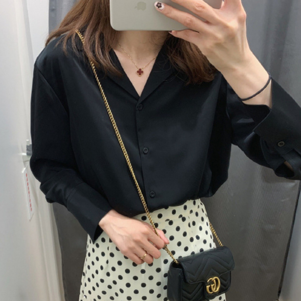 Áo Sơ Mi Nữ Tay Dài Cổ Vest Đơn Giản Thanh Lịch S7221