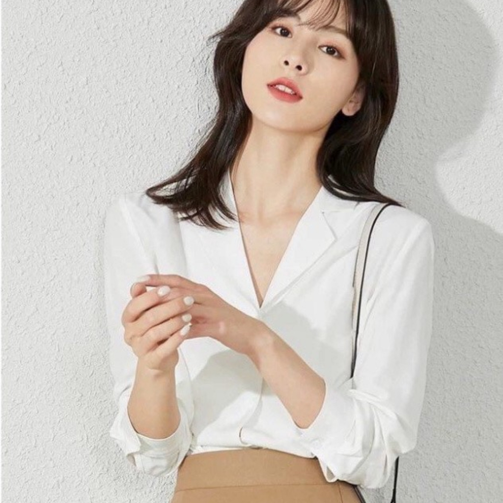 Áo Sơ Mi Nữ Tay Dài Cổ Vest Đơn Giản Thanh Lịch S7221