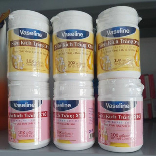 Dưỡng trắng vasaline và siêu kích trắng x10 hồng và vàng hũ 250g