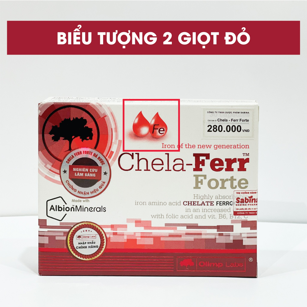Sắt Chela-Ferr® Forte (Olimp Labs) 28mg sắt   –Viên sắt cho bà bầu hỗ trợ bổ sung và dễ hấp thu sắt 30 viên, 11,4g