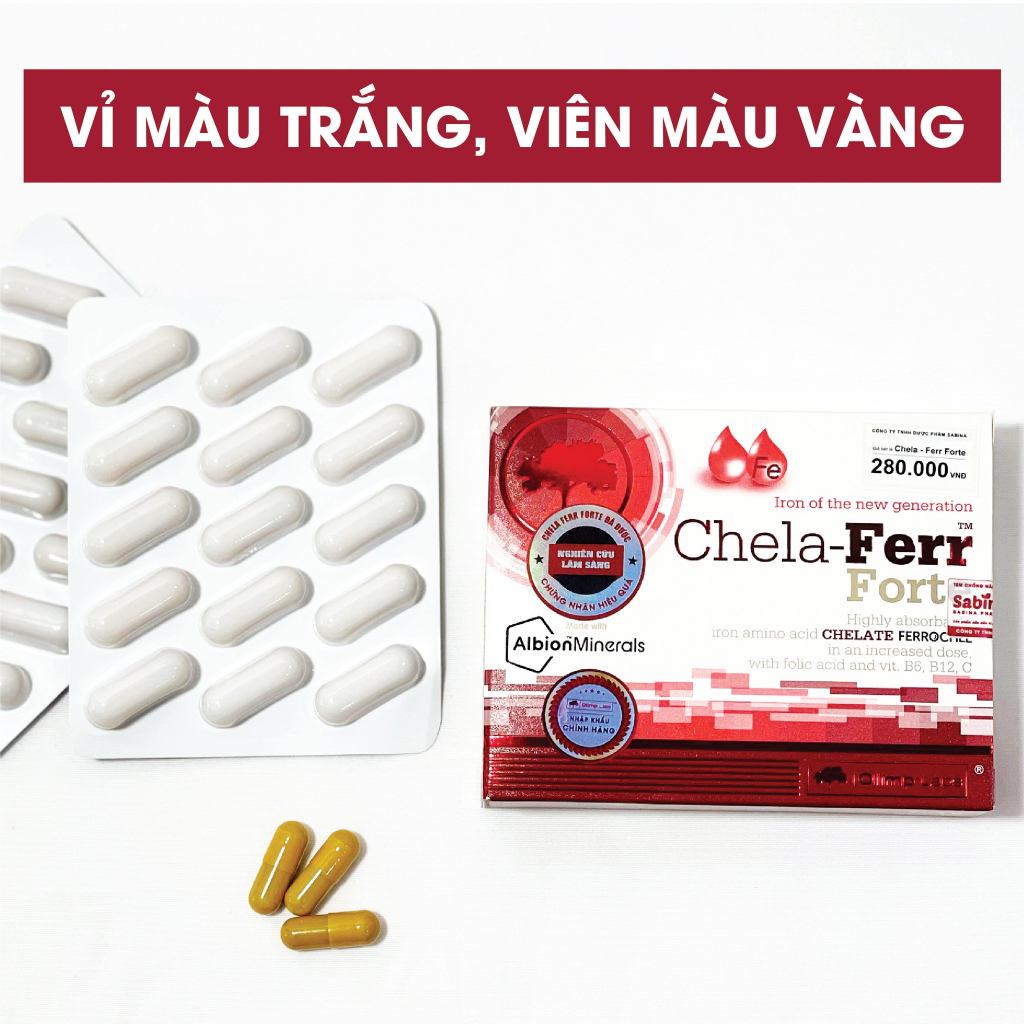 Sắt Chela-Ferr® Forte (Olimp Labs) 28mg sắt   –Viên sắt cho bà bầu hỗ trợ bổ sung và dễ hấp thu sắt 30 viên, 11,4g