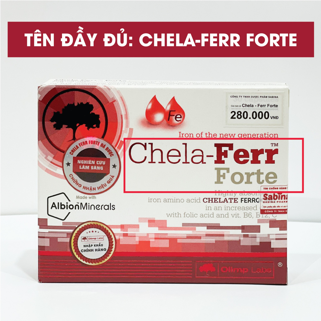 Sắt Chela-Ferr® Forte  28mg sắt   –Viên sắt cho bà bầu hỗ trợ bổ sung và dễ hấp thu sắt 30 viên, 11,4g