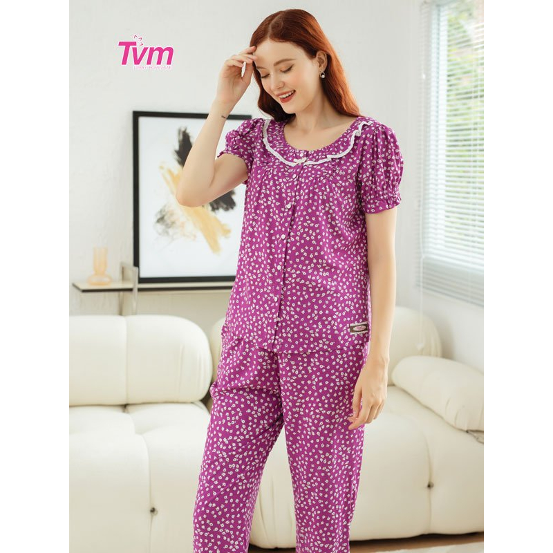 Bộ lửng nữ ngắn tay B610 Tvm Luxury Homewear, chất liệu kate boiz