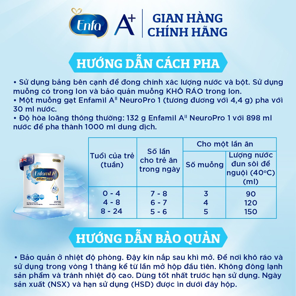 Combo 12 Hộp Sữa bột Enfamil A2 Neuropro Số 1/2/3 – 350g Màu Trắng