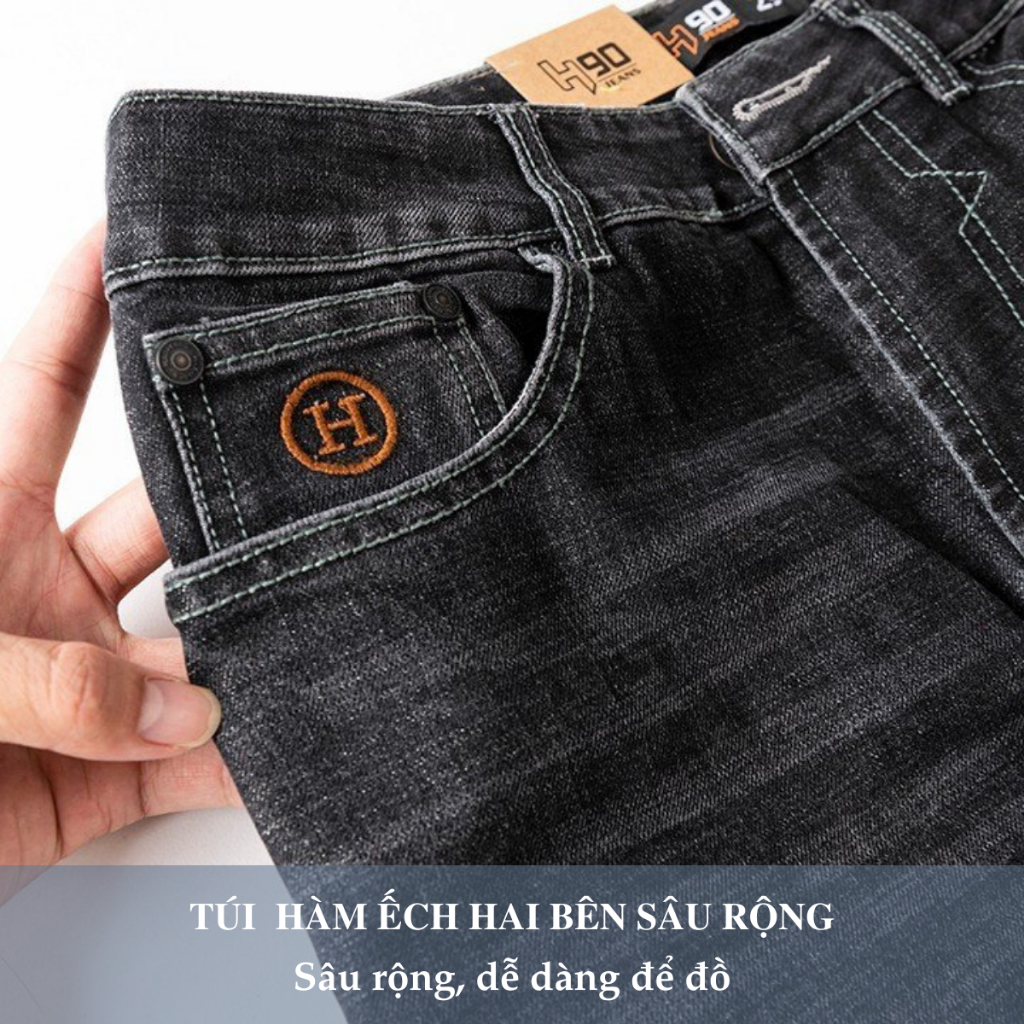 Quần Jean Skinny Nam Cao Cấp H90 Màu Khói Chất Bò Cotton Co Giãn Trẻ Trung J081