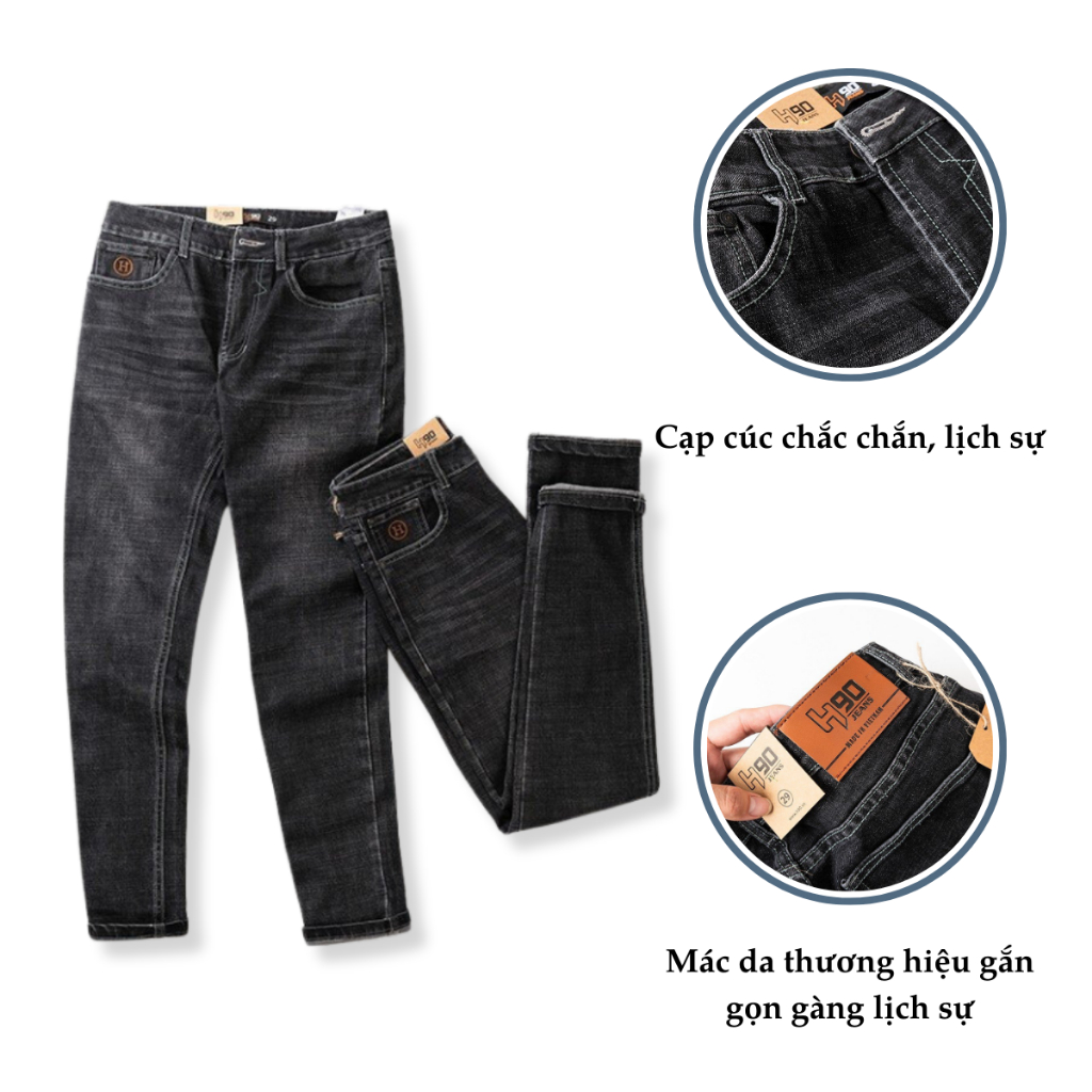 Quần Jean Skinny Nam Cao Cấp H90 Màu Khói Chất Bò Cotton Co Giãn Trẻ Trung J081