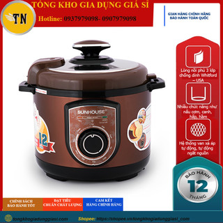 [Chính Hãng] Nồi áp suất điện đa năng SUNHOUSE SHD1550 5 lít, màu cà phê, bảo hành 12 tháng