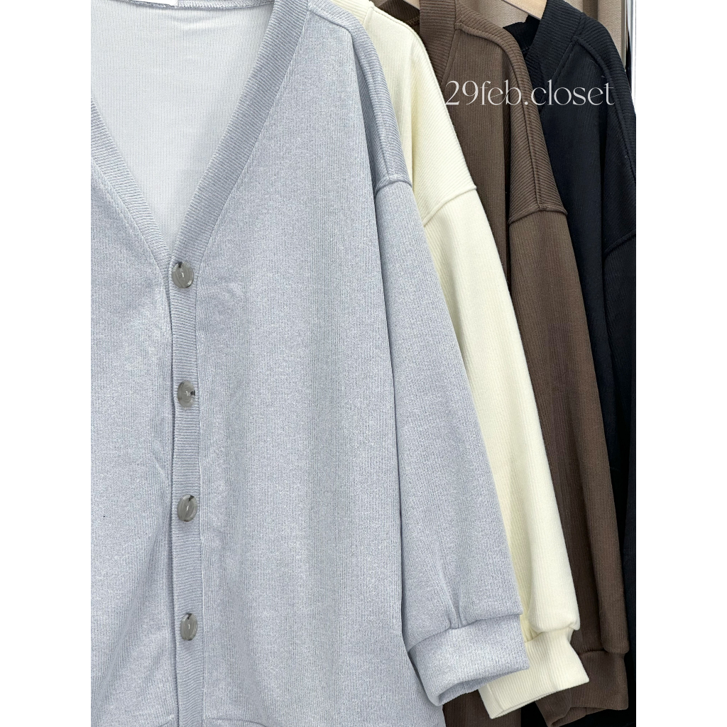 Áo khoác cardigan nỉ tăm dáng oversize dày dặn các loại - 29feb.closet - A121