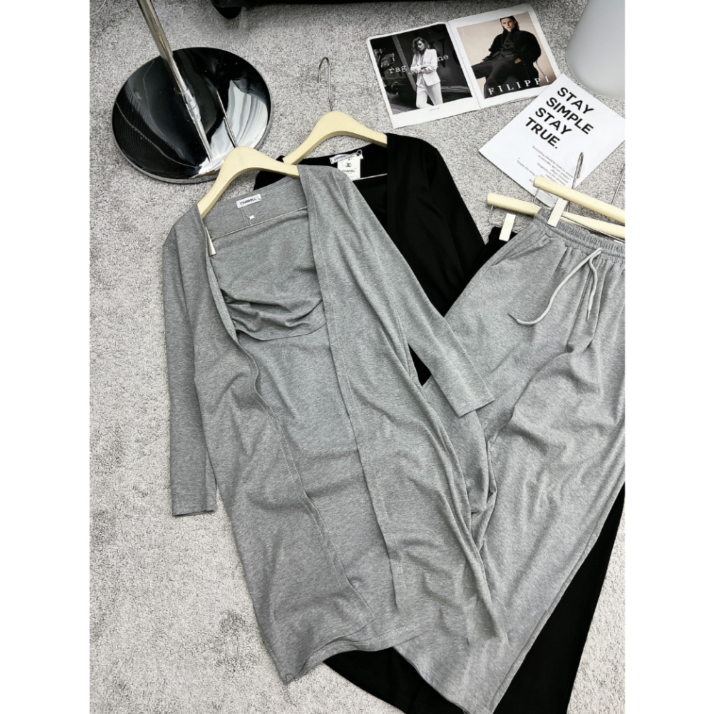 Set Bộ Nữ Thu Đông 3 Chi Tiết Kèm Áo Choàng Ngoài Hàng Quảng Châu SB6011 - Vin Store