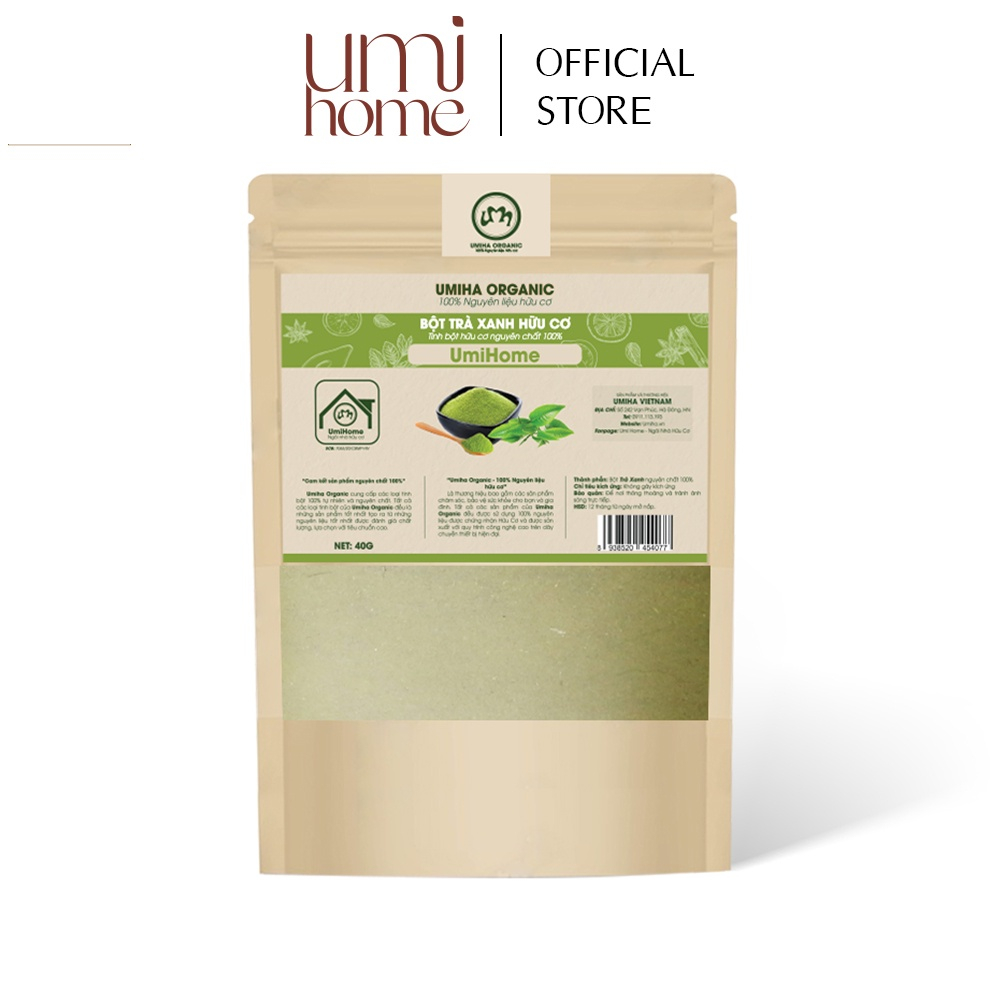 Bột Trà Xanh hữu cơ UMIHOME nguyên chất | Green tea powder 100% Organic