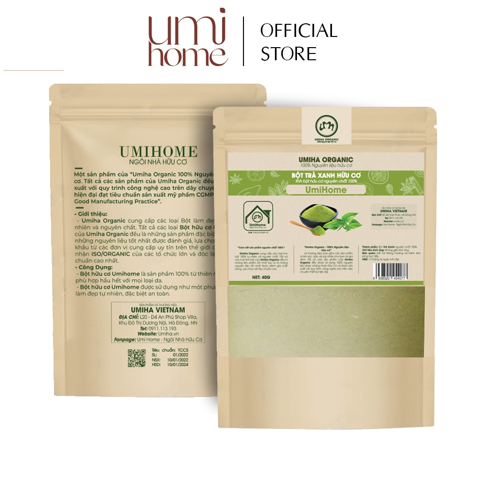 Bột Trà Xanh hữu cơ UMIHOME nguyên chất | Green tea powder 100% Organic