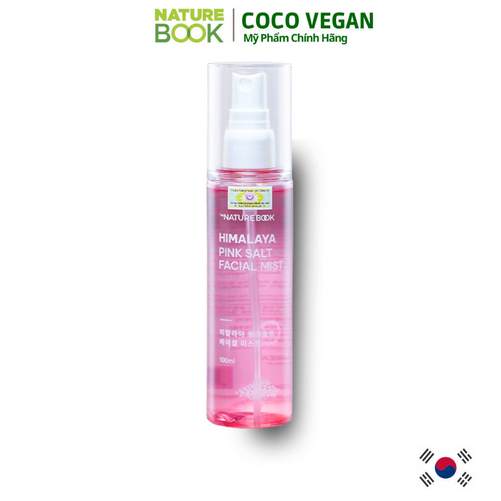 Xịt khoáng dưỡng ẩm bảo vệ da muối hồng Nature Book chính hãng Hàn Quốc chai 100ml NPP COCO VEGAN