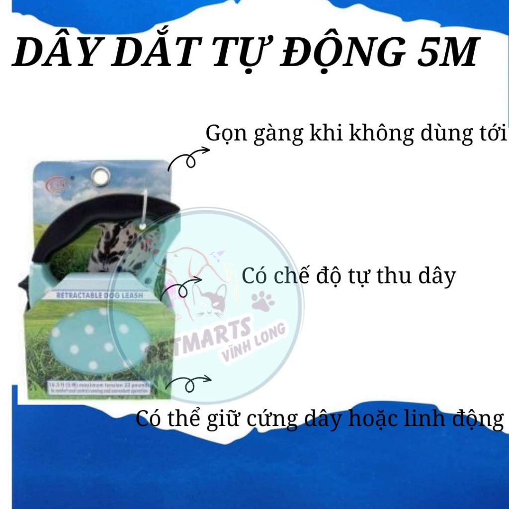 Dây dắt tự động cho chó 5m