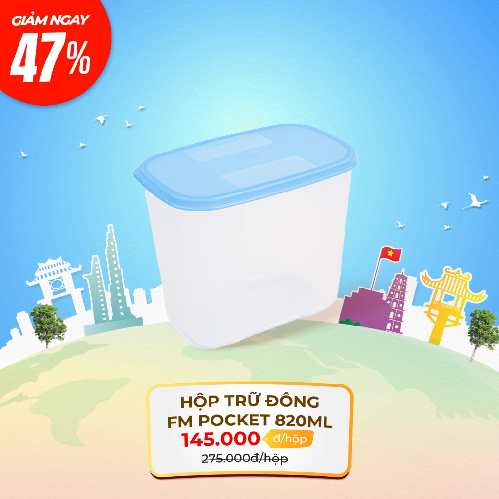 Hộp trữ đông Tupperware Freezermate Pocket 820ml