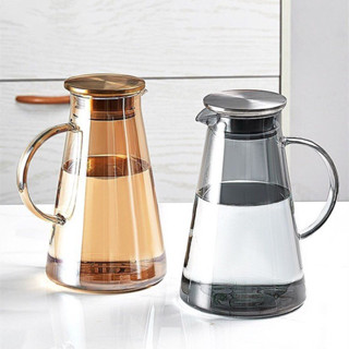 Bình đựng nước thuỷ tinh lớn 1800ml, bình nước trái cây detox thuỷ tinh màu đen, vàng, trong suốt