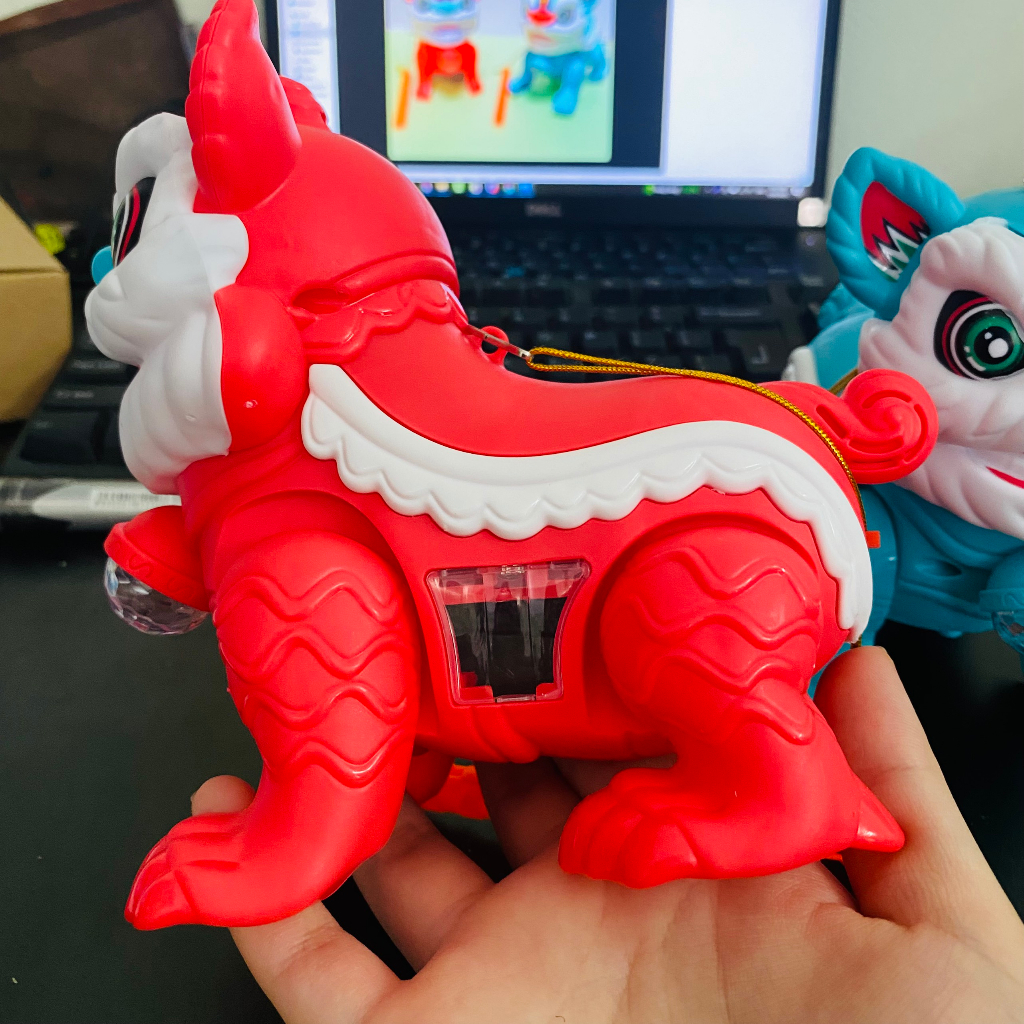 Đồ chơi Kỳ Lân Sư Tử chạy pin có 2 đèn phản quang và nhạc, con vật kèm que dây dẫn cho bé từ 6 tháng