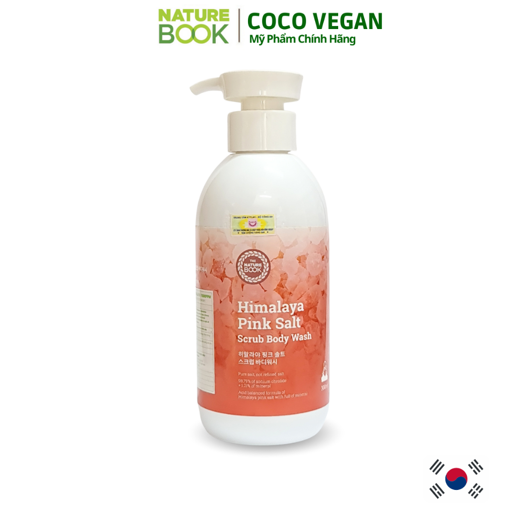Sữa tắm trắng da giảm mụn toàn thân muối hồng Nature Book cho da mụn chính hãng Hàn Quốc NCC COCO VEGAN