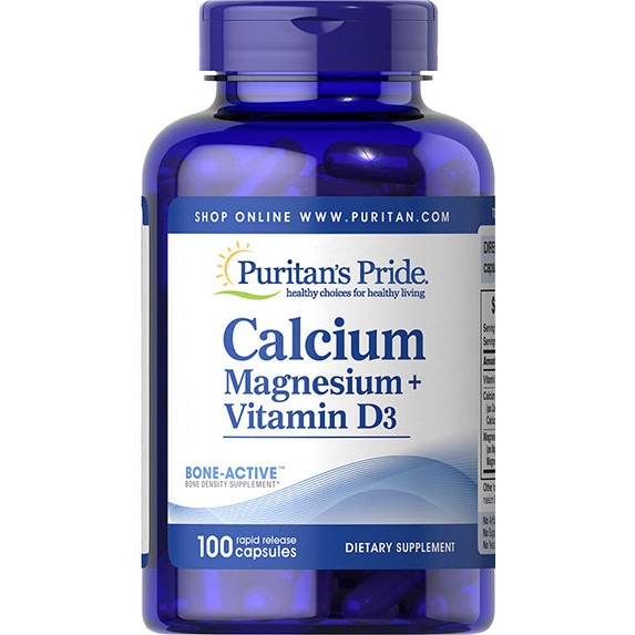 Viên uống hỗ trợ xương khớp khỏe mạn Calcium Magnesium Vitamin D3 Puritan’s Pride 100 viên của Mỹ