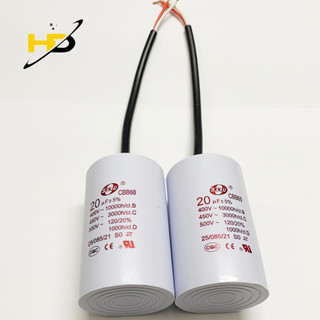 Tụ điện cbb60 20uf 450vac loại có dây dùng cho máy giặt, động cơ xoay chiều
