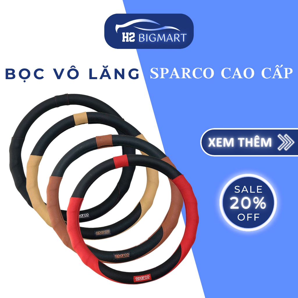 Bọc vô lăng ô tô cao cấp, bọc vô lăng sparco vân dập nổi thể thao cho ô tô 4-7 chỗ ngồi, sang trọng – trẻ trung BM45