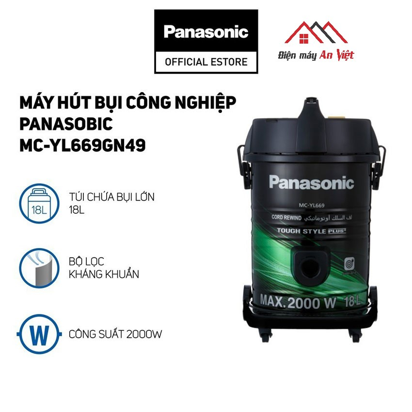 Máy hút bụi công nghiệp Panasonic 2000W MC-YL669GN49