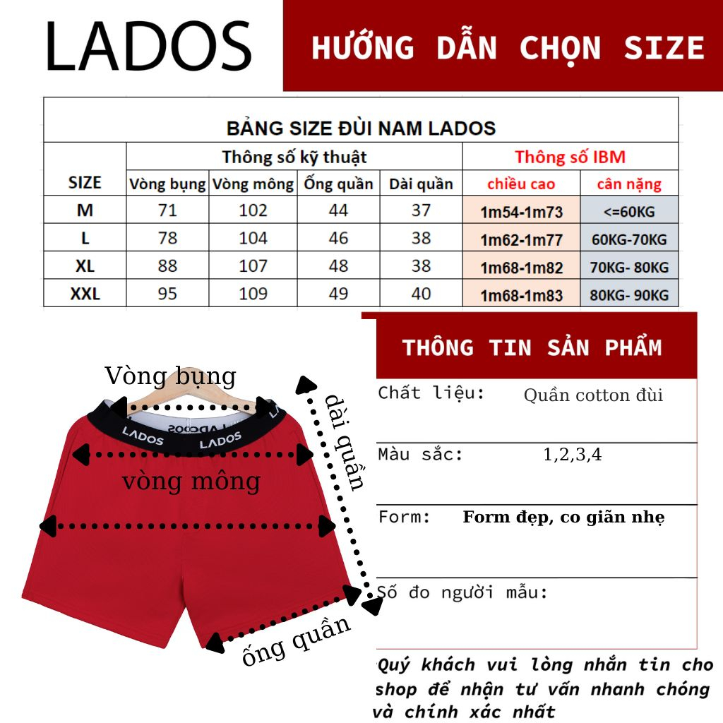 Quần short đùi nam có túi thun dày dặn co giãn LADOS - 14095 cotton, thấm hút, lưng chun cao cấp