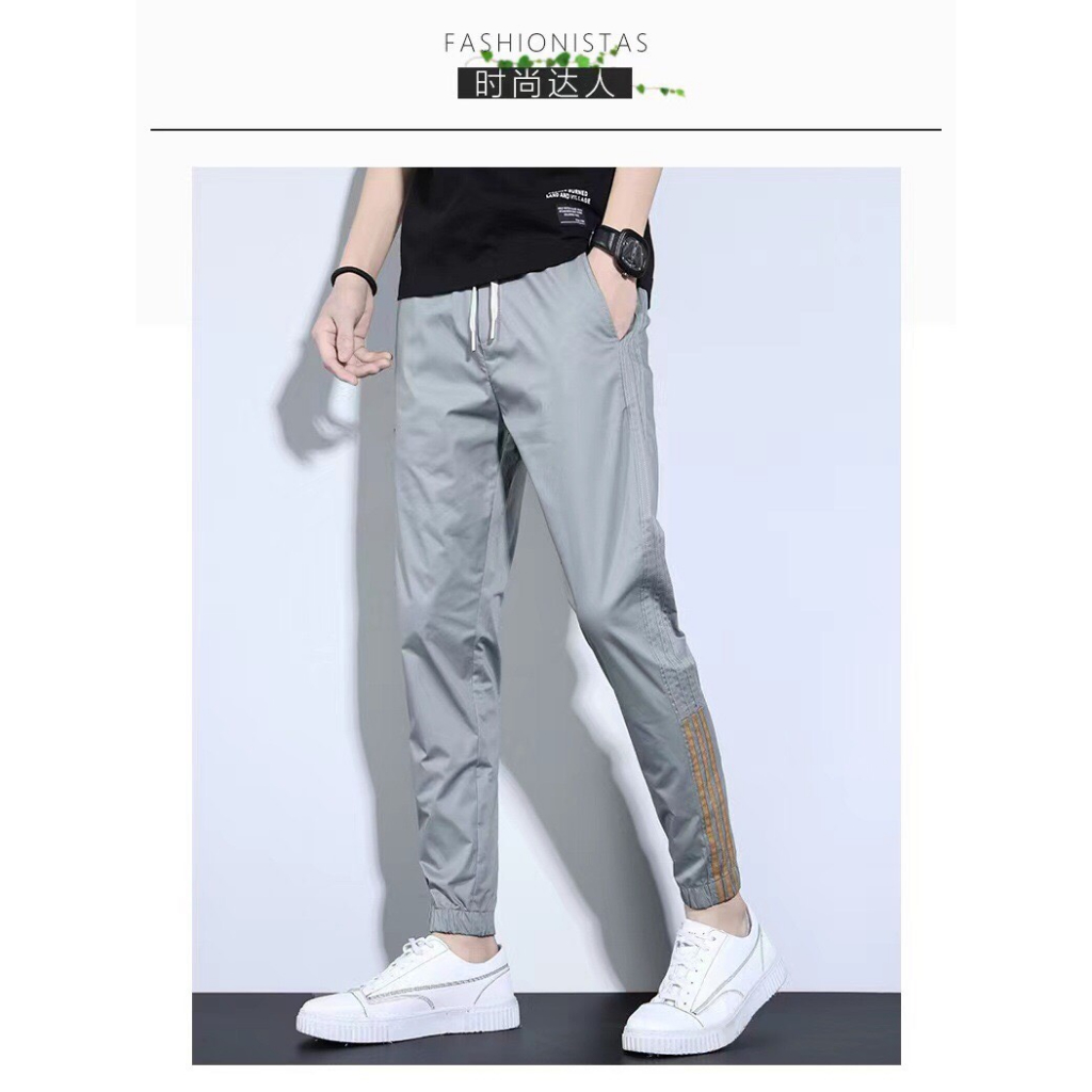 Quần Jogger Kaki Nam Chất Vải Co Giãn,Thiết kế Sọc,Thoáng Mát,Thấm Hút Mồ Hôi,Không Xù
