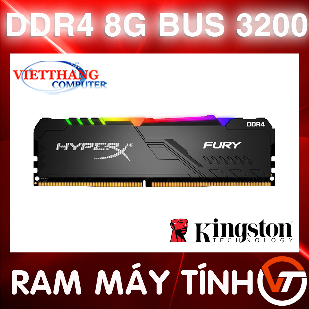 Ram 8G DDR4 Bus 3200 Kingston Tản Nhiệt Led RGB Còn BH T6/2024 đẹp như mới ( Cũ - 2nd )