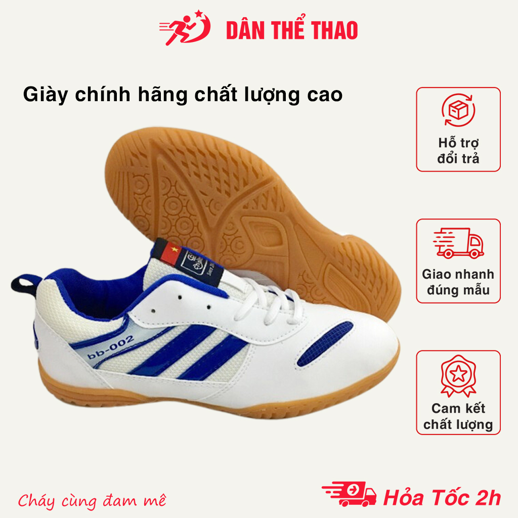 Giày cầu lông, bóng bàn, chạy bộ, đế cao su thiên nhiên khâu tỉ mỉ, vô cùng êm, bền - Giày thể thao chuẩn hàng Việt Nam
