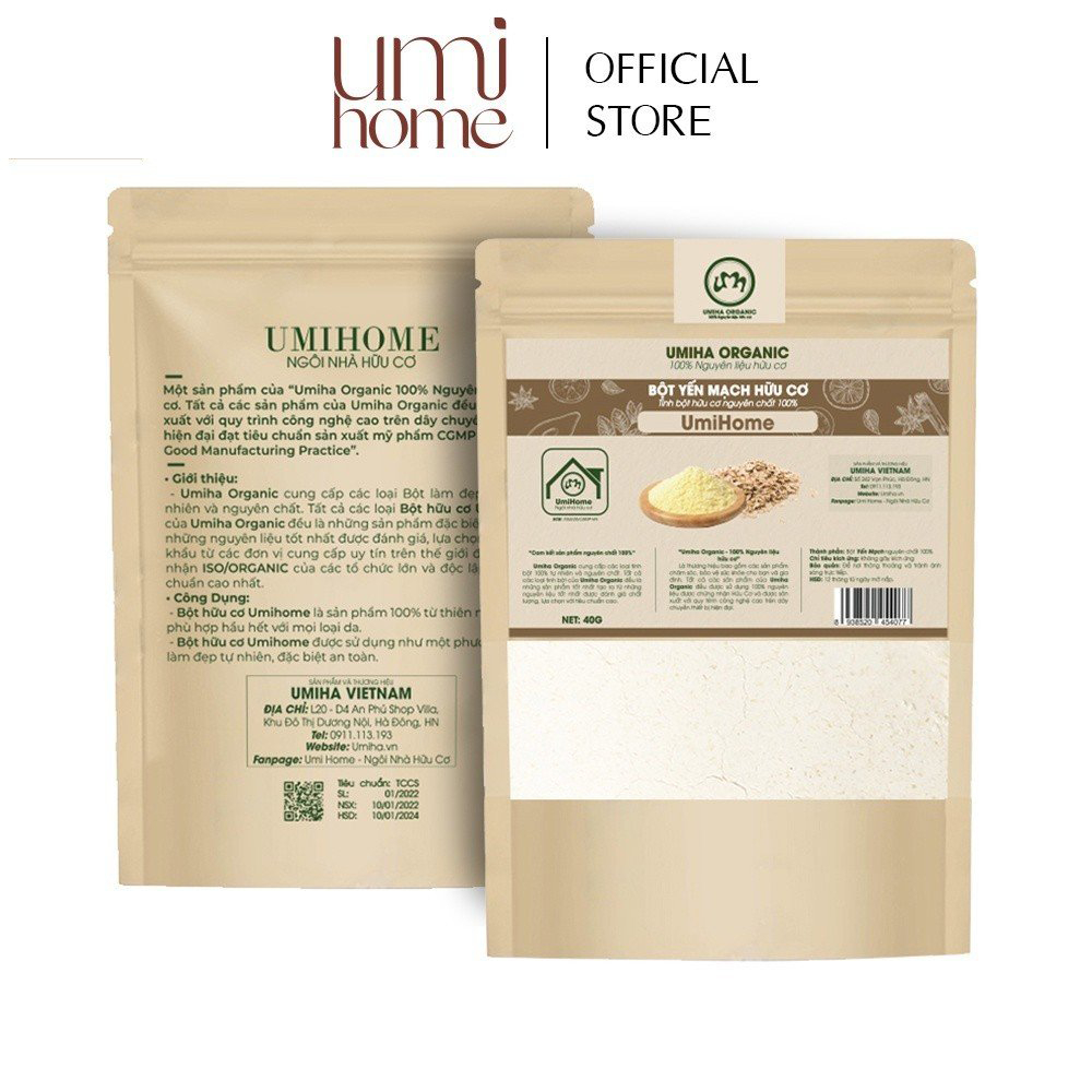 Bột Yến Mạch hữu cơ UMIHOME nguyên chất | Oatmeal 100% Organic 40G