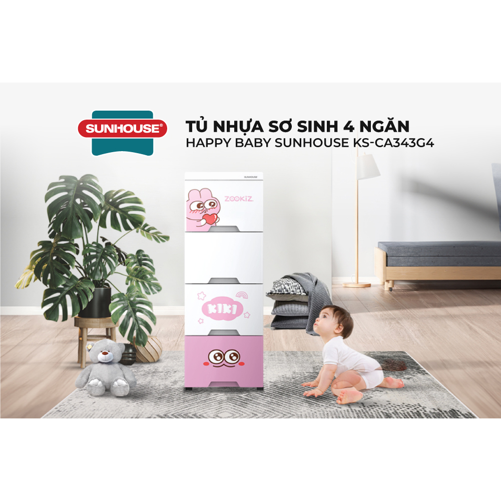 Tủ nhựa sơ sinh 4 ngăn Happy Baby Sunhouse KS-CA343G4