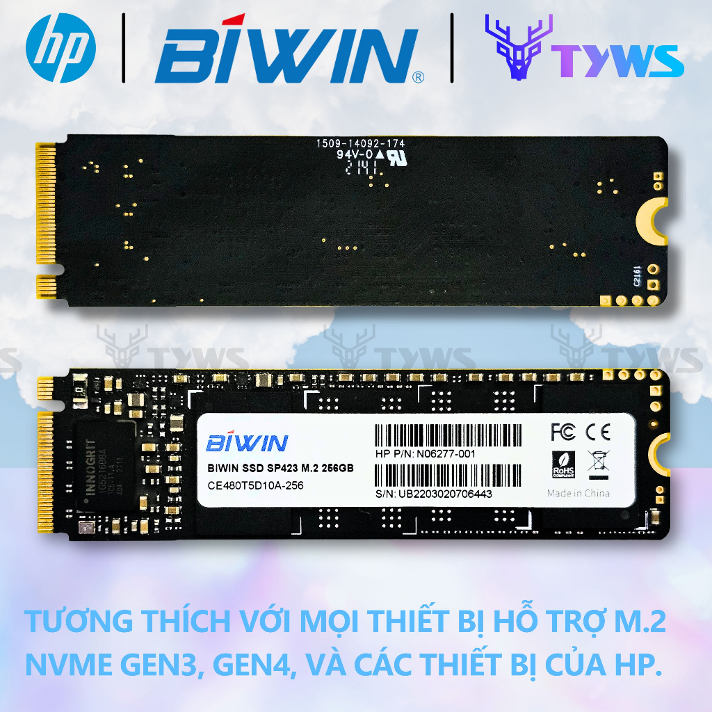 Ổ Cứng SSD BIWIN HP SP423 256GB M.2 NVMe PCIe Gen 3x4 - Bảo hành 1 đổi 1 HPSP423256GB