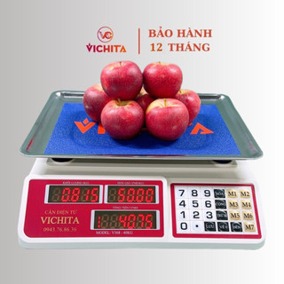 Cân điện tử VICHITA V368 tính giá tiền 40Kg/5g bán hàng siêu thị, tạp hóa, Cân thực phẩm hoa quả phím tiếng việt