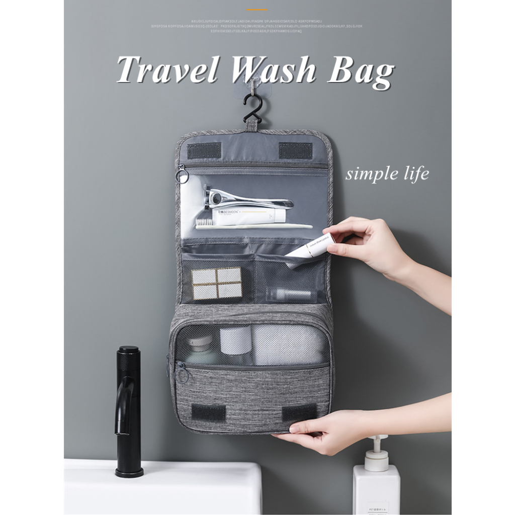 Túi treo đồ vệ sinh cá nhân Hickies lacing system Dung tích lớn cho Nam và Nữ Túi đựng mỹ phẩm du lịch chống thấm nước