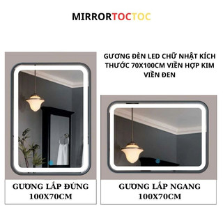 Gương đèn led treo nhà tăm , Gương trang điểm viền hợp kim   kích thước tiêu chuẩn tự chọn MIRRORTOCTOC