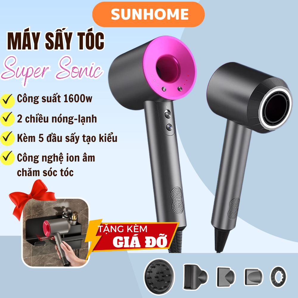 Máy Sấy Tóc Super Sonic không cánh 5 đầu 1600W dây 1,8m siêu cao cấp dưỡng ẩm,bổ sung ion âm giúp tóc chắc khoẻ
