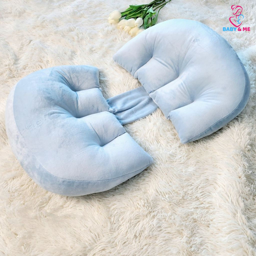 Gối bầu cánh tiên , gối cánh tiên kê bụng bầu 3 cánh vải nhung Baby and me