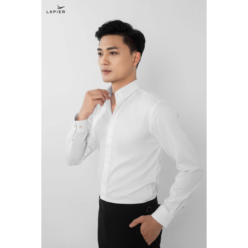 Áo sơ mi trắng nam cao cấp LAPIER cơ bản tay dài SM008