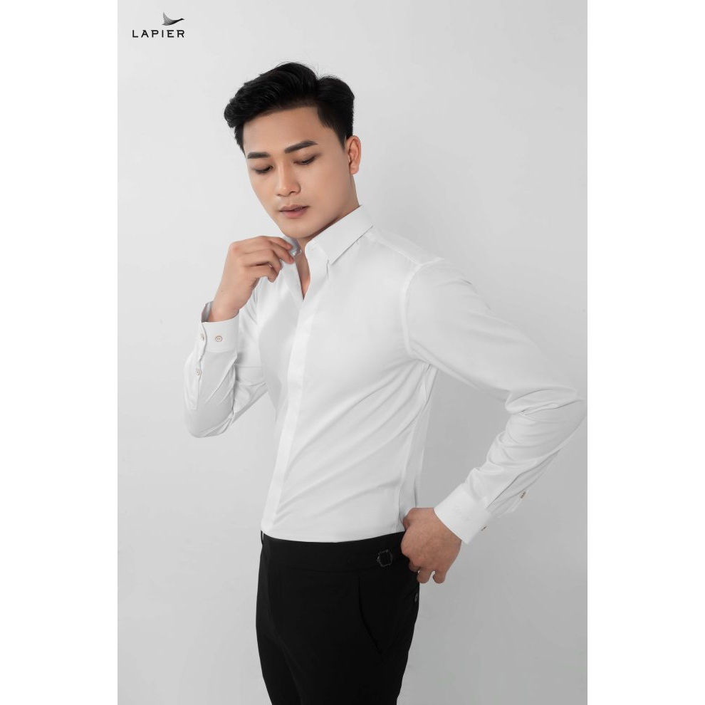 Áo sơ mi trắng nam cao cấp LAPIER cơ bản tay dài SM008