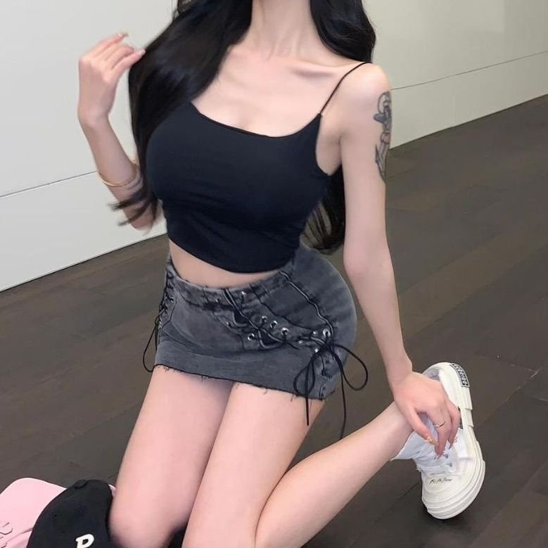 S81 QUÀ TẶNG DÂY CHUN KHI MUA Áo croptop 2 dây sợi bún The Kim cotton hai lớp, áo nữ 2 dây 2DTK | BigBuy360 - bigbuy360.vn