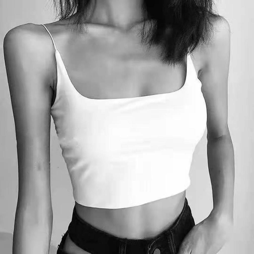 S81 QUÀ TẶNG DÂY CHUN KHI MUA Áo croptop 2 dây sợi bún The Kim cotton hai lớp, áo nữ 2 dây 2DTK | BigBuy360 - bigbuy360.vn