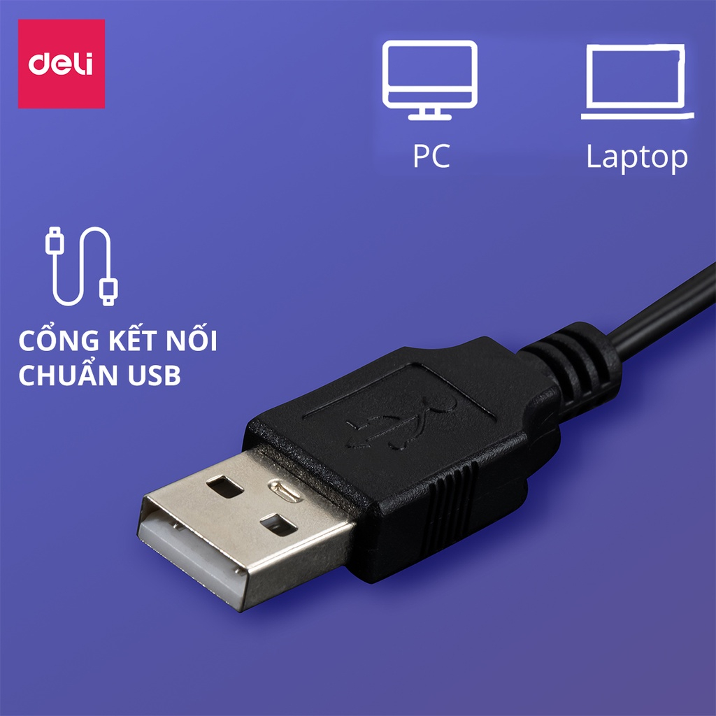 Chuột Máy Tính Gaming Deli - Có Đèn Led Nhiều Màu 1000 DPI Dùng Văn Phòng Chơi Game Cho Laptop, PC Bảo Hành Chính Hãng