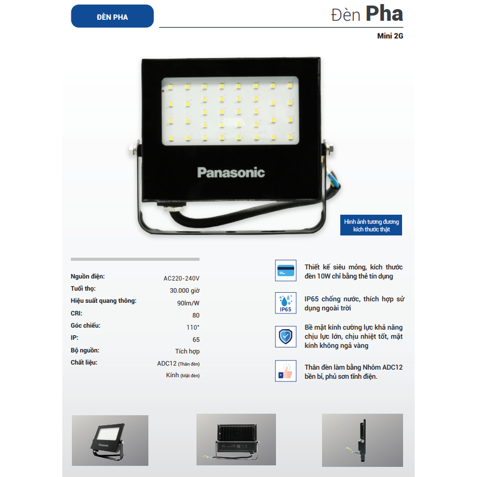 Đèn pha Led Panasonic IP65 20W chính hãng