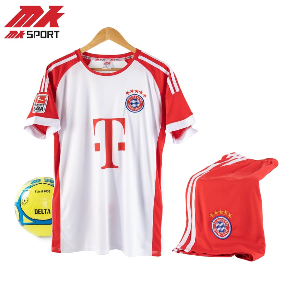 Áo bóng đá Bayen trắng đỏ mẫu mới nhất 2024