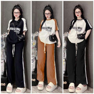 Set đồ nữ, bộ mặc nhà BIGSIZE Hằng Moon, SET BỘ SUÔNG THỂ THAO IN CHỮ MS6